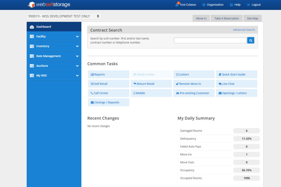 screenshot of WebSelfStorage