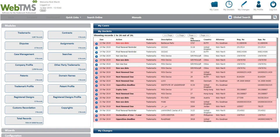screenshot of WebTMS