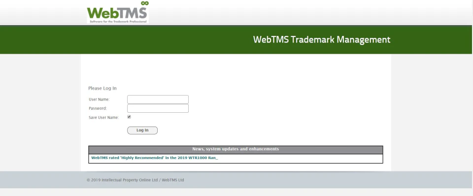 screenshot of WebTMS