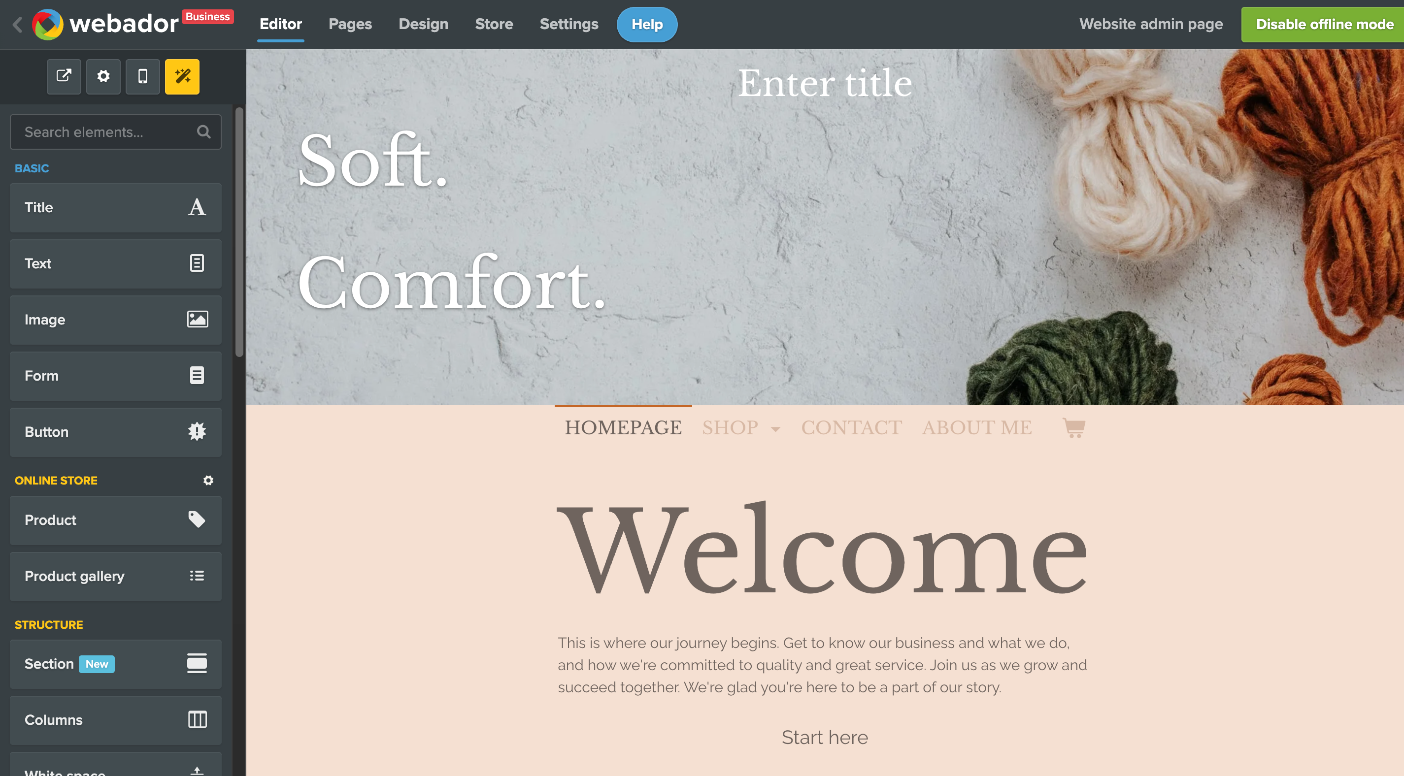 screenshot of Webador