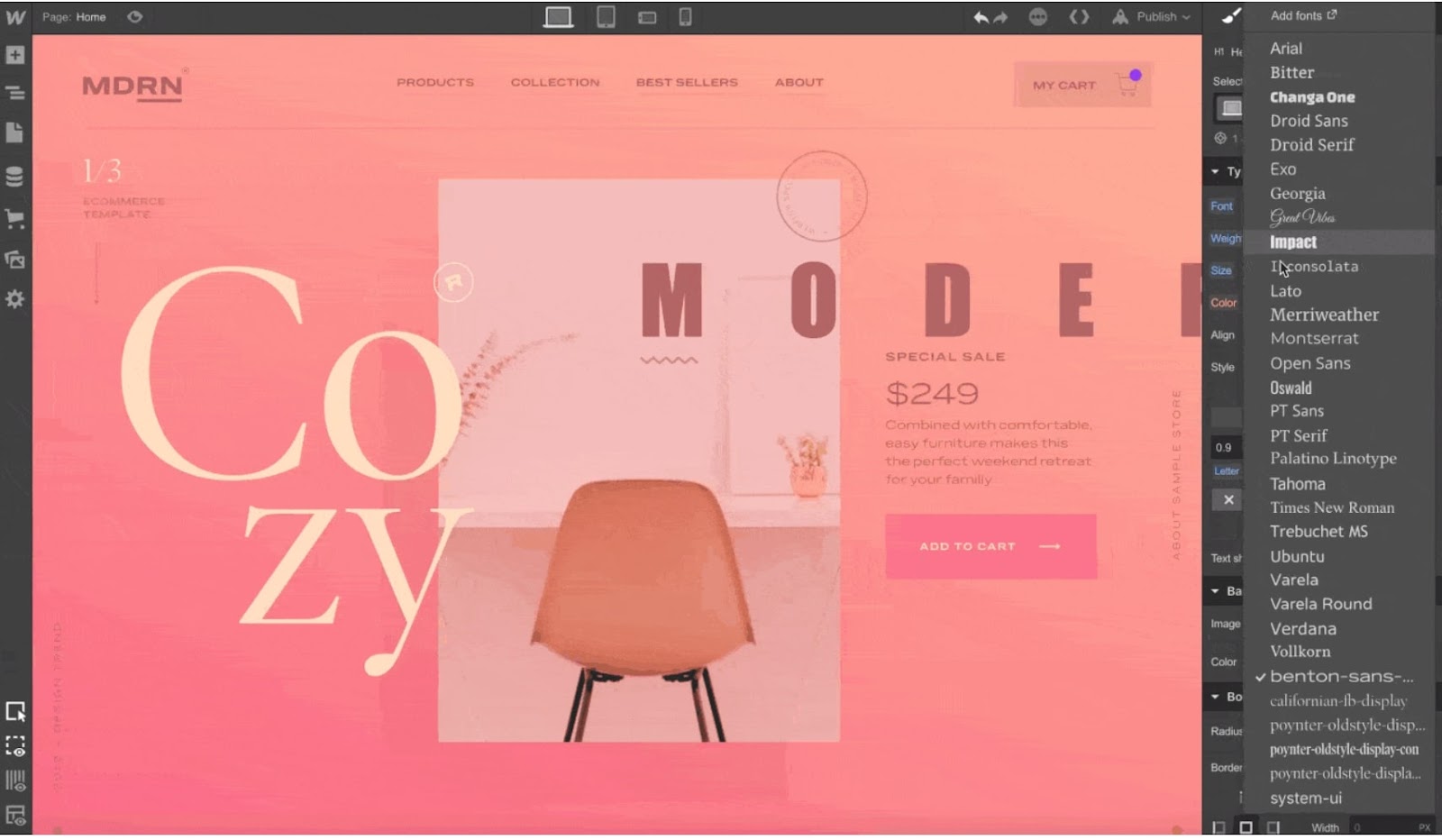 screenshot of Webflow