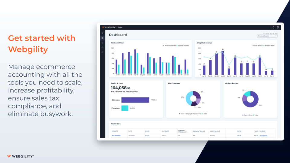 screenshot of Webgility