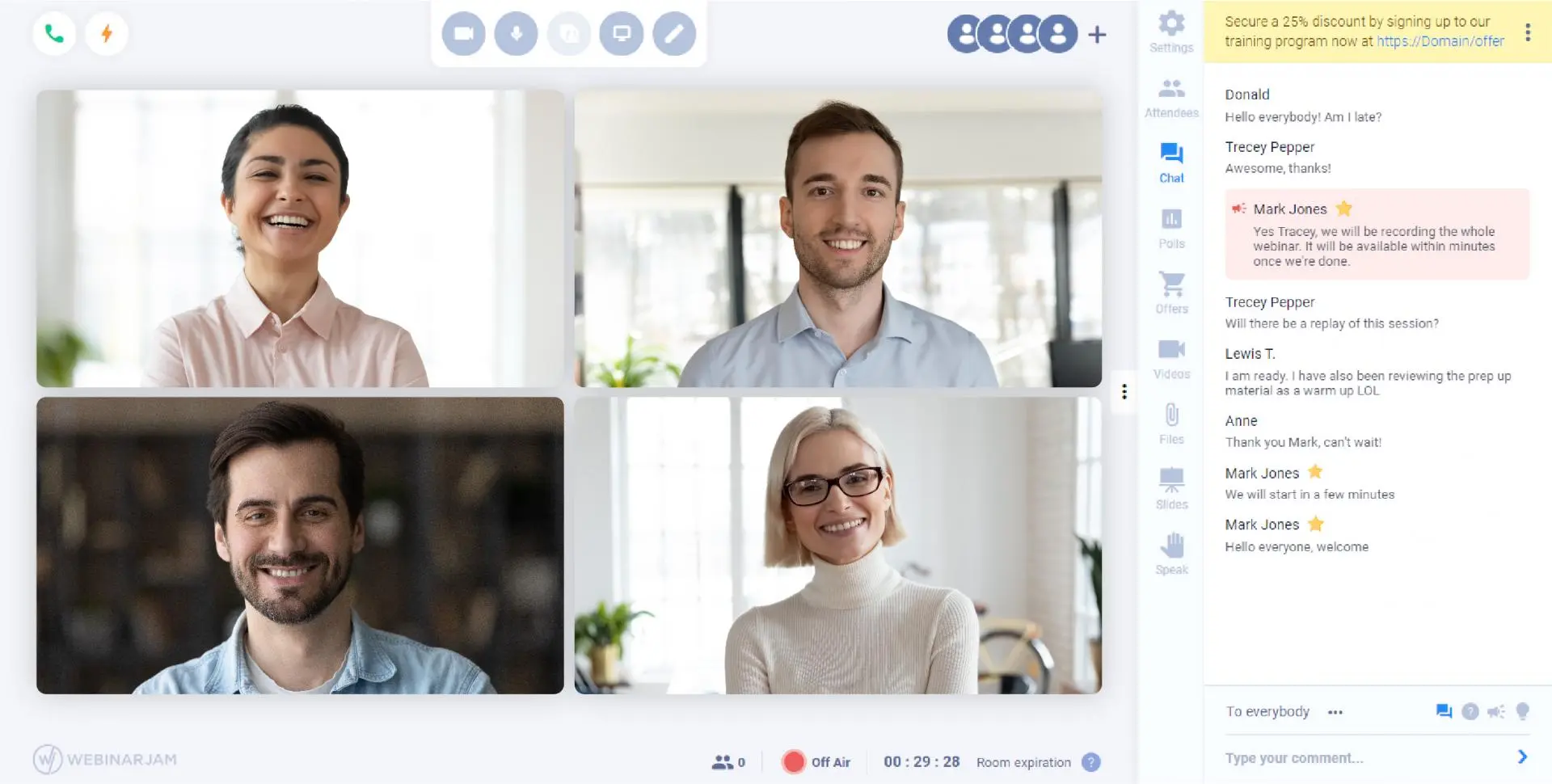 screenshot of WebinarJam