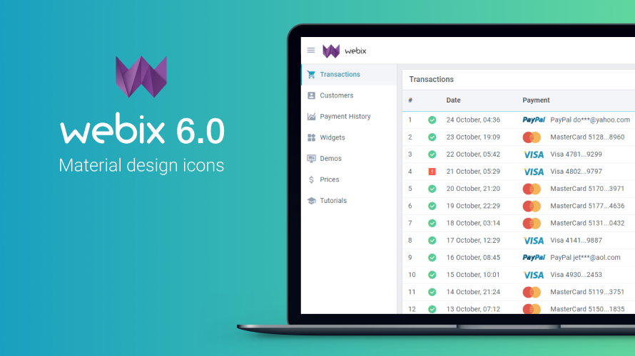 screenshot of Webix
