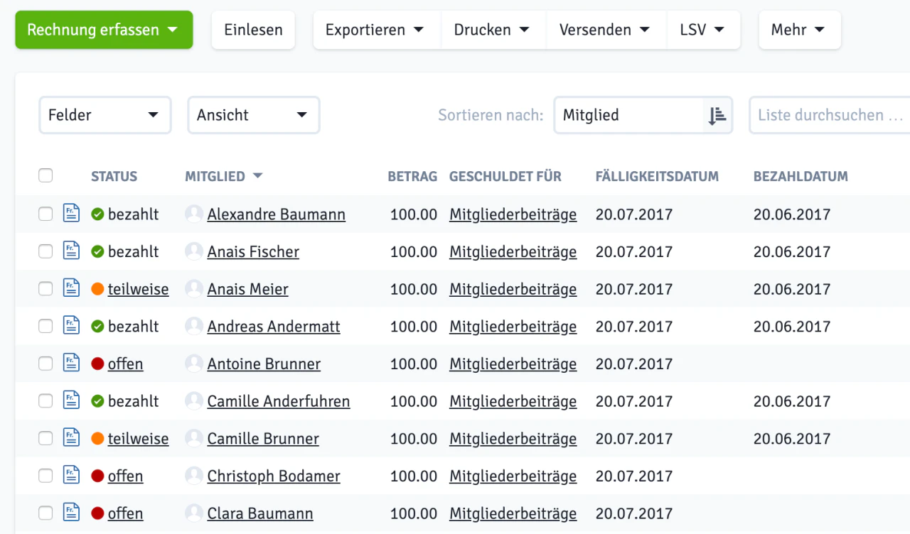 screenshot of Webling