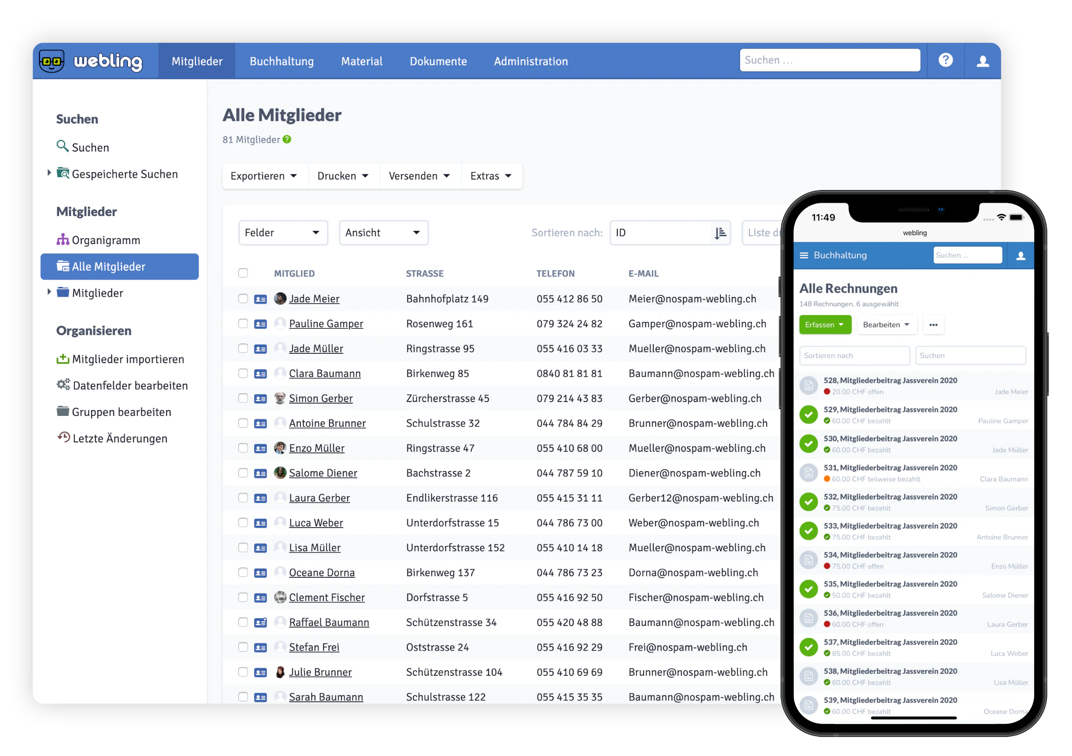 screenshot of Webling