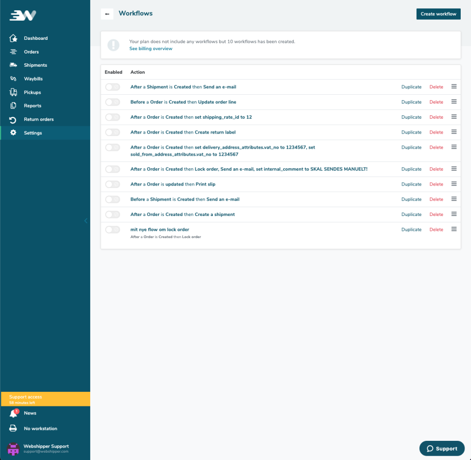 screenshot of Webshipper