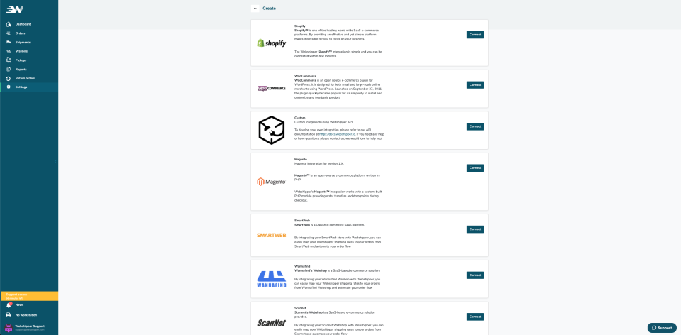 screenshot of Webshipper