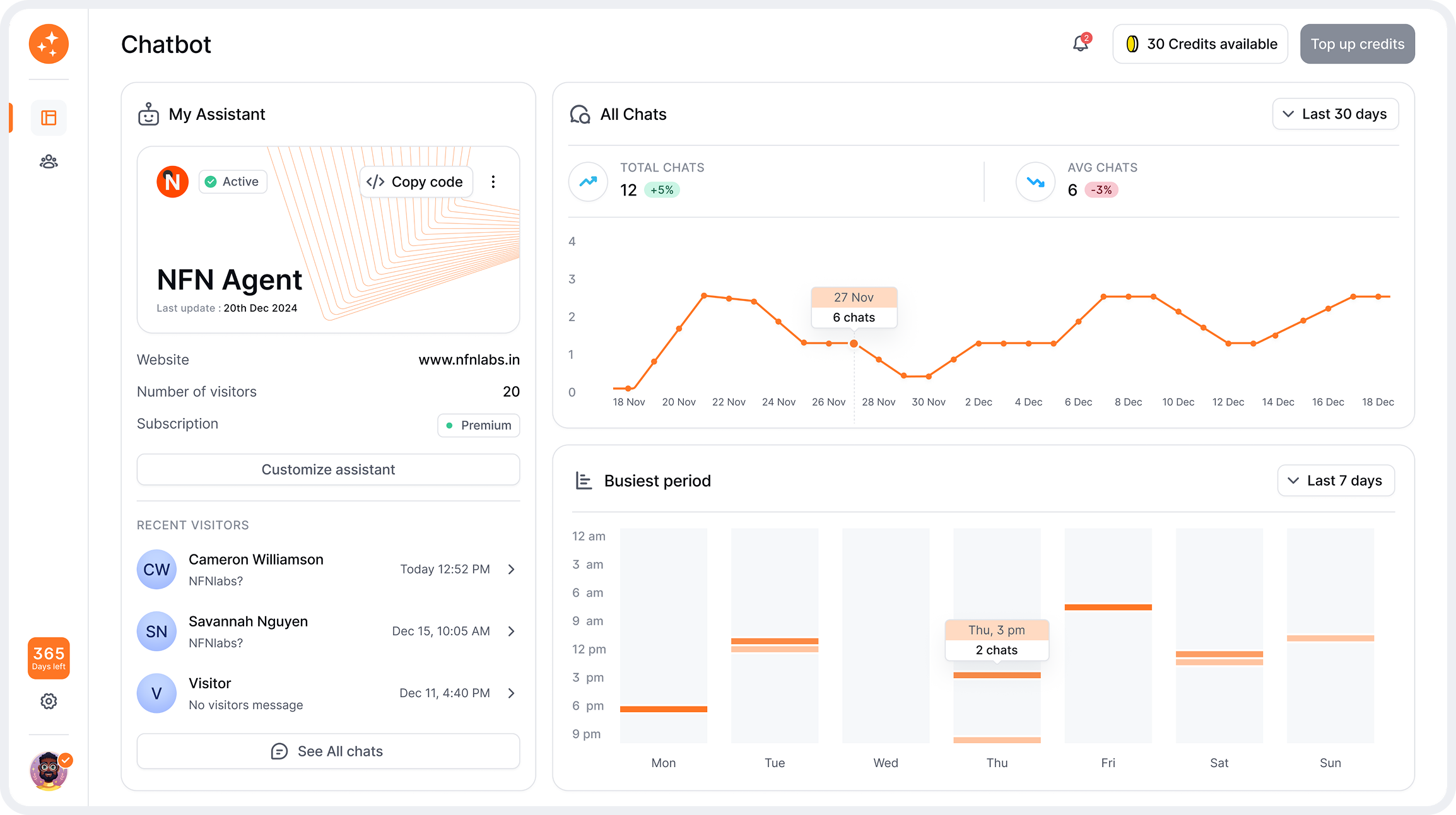 screenshot of WebsiteChat