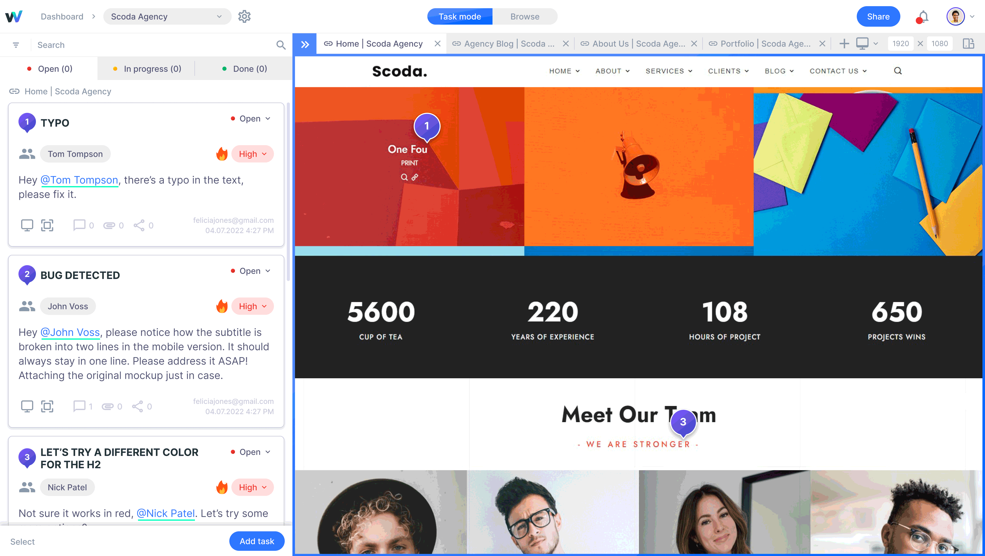 screenshot of Webvizio
