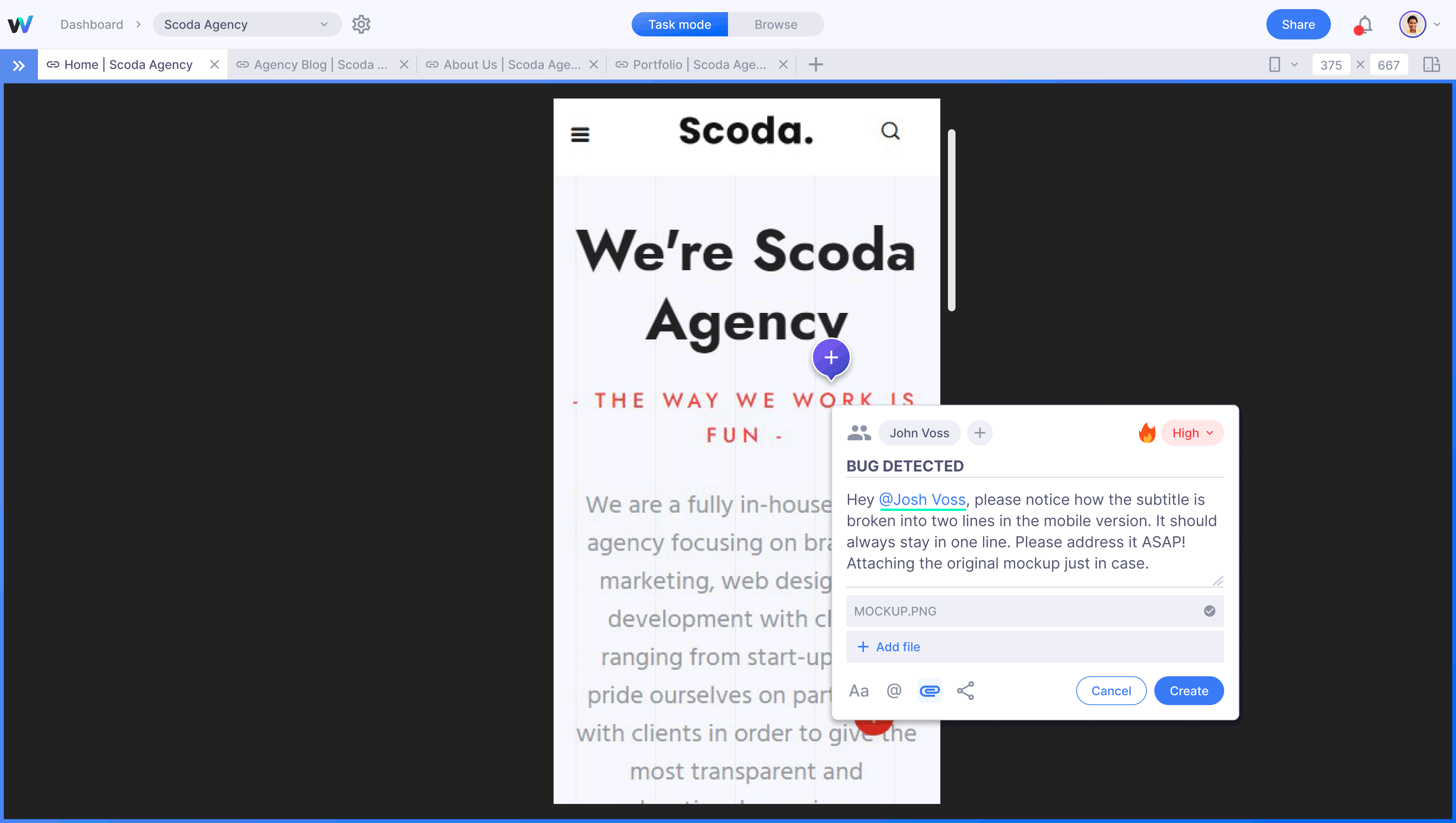 screenshot of Webvizio