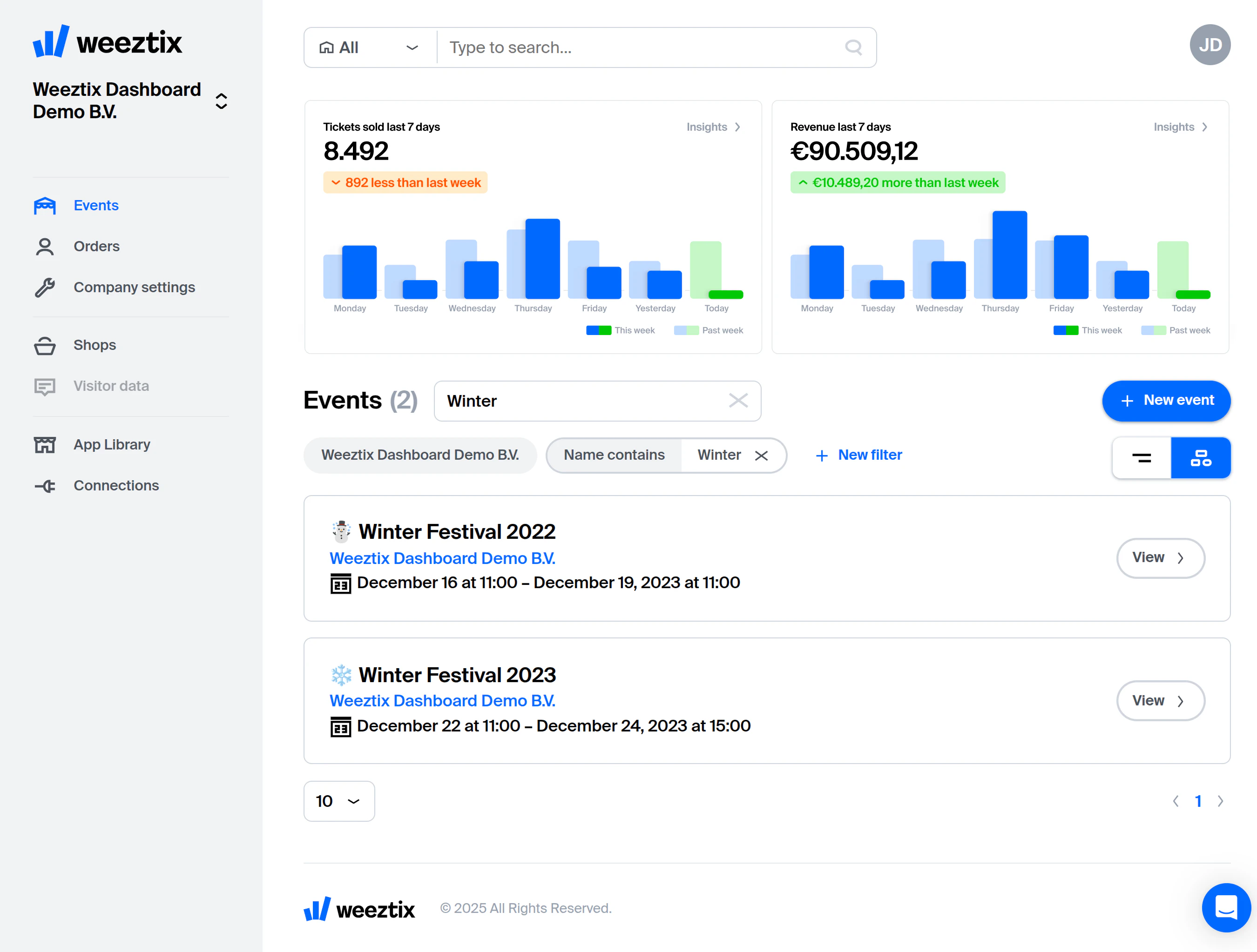 screenshot of Weeztix