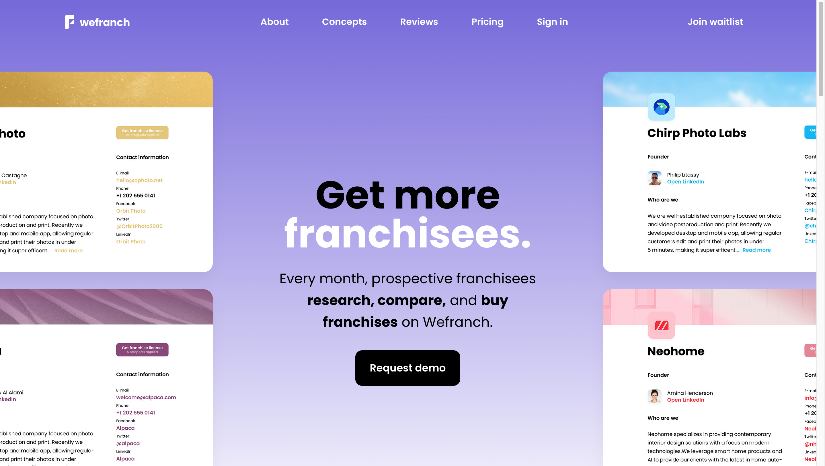 screenshot of Wefranch