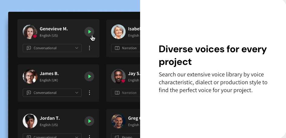 screenshot of WellSaid