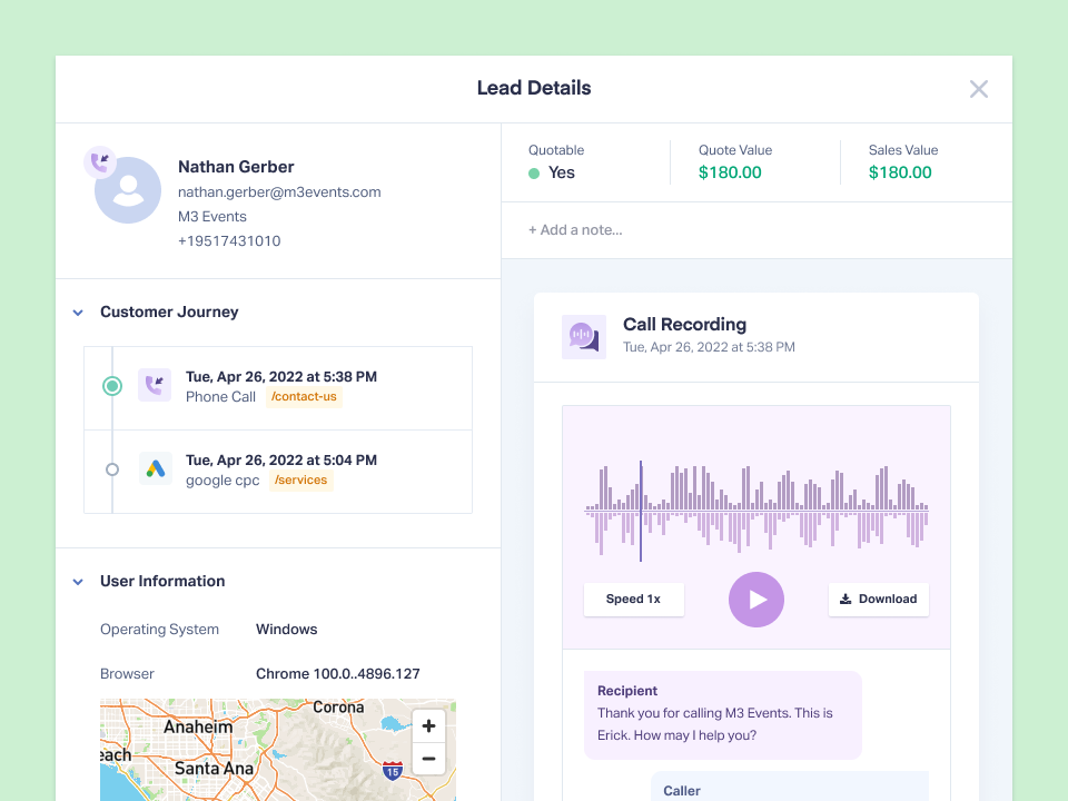screenshot of WhatConverts