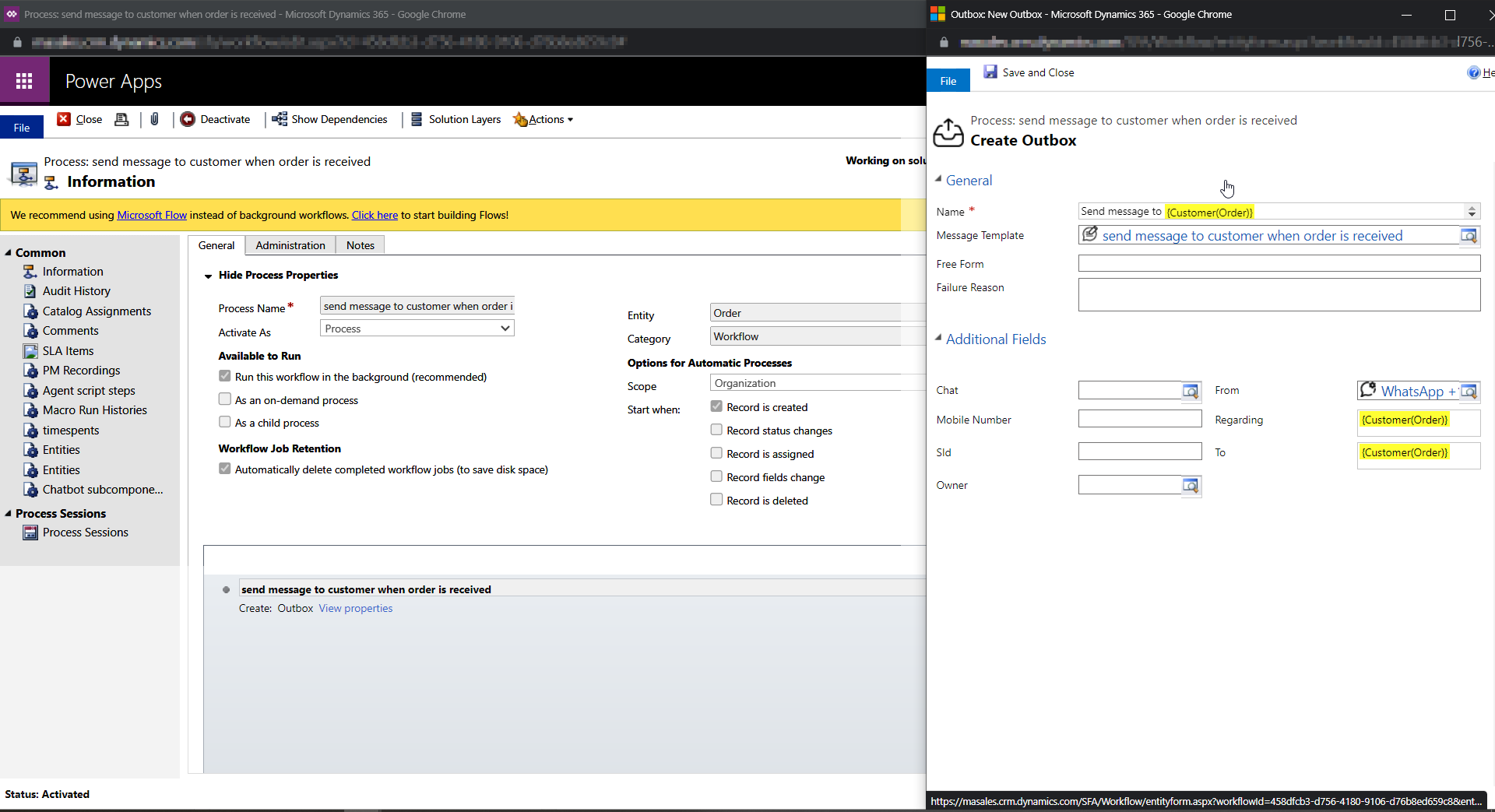 screenshot of WhatsApp4Dynamics