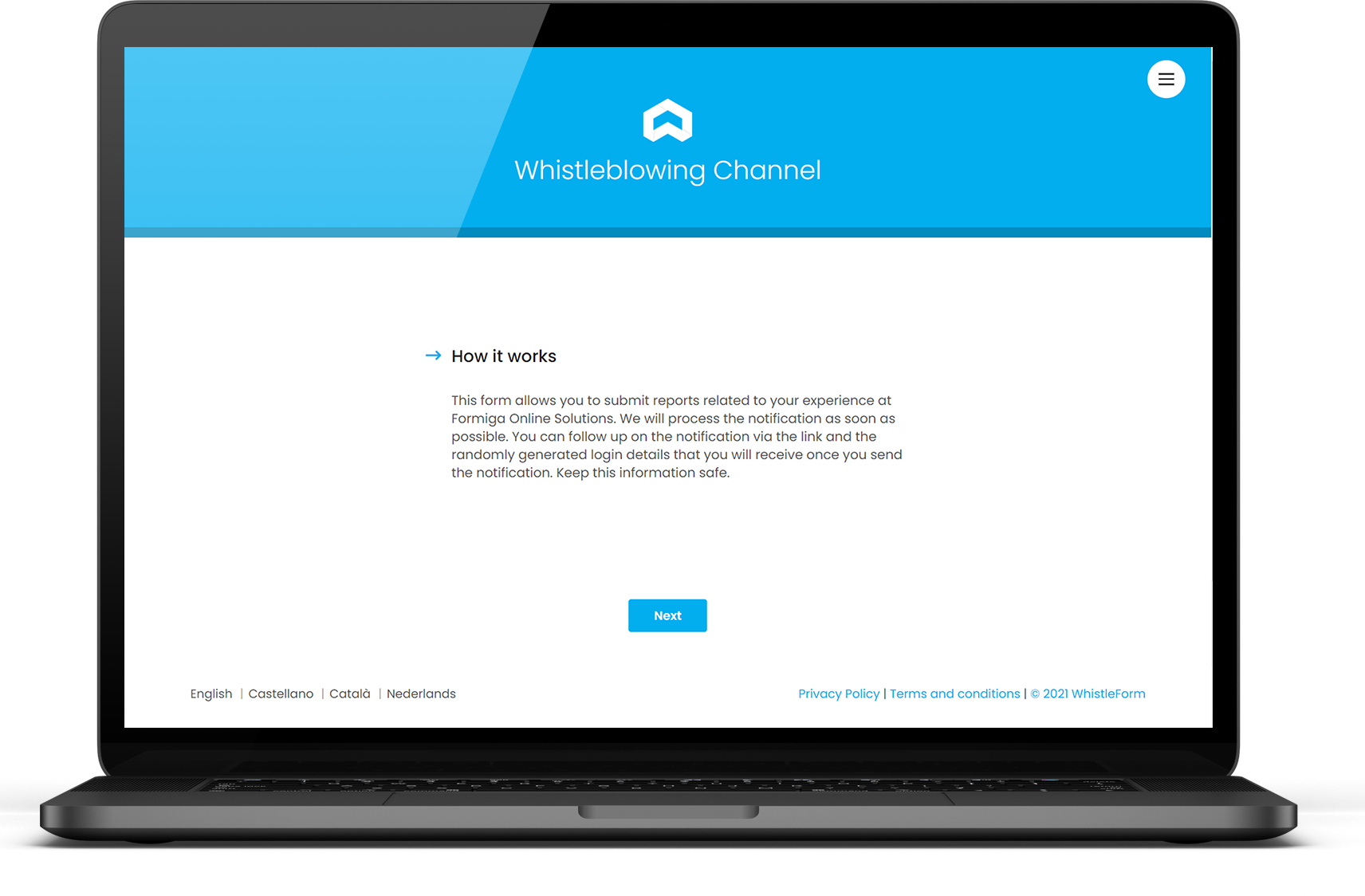 screenshot of WhistleForm