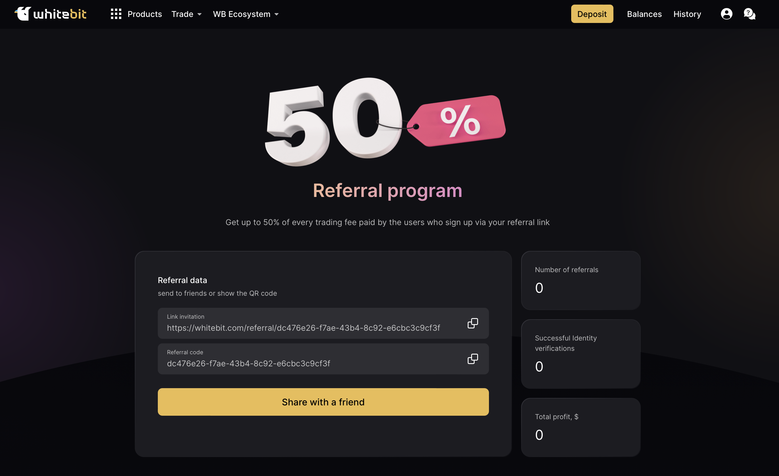 screenshot of WhiteBIT