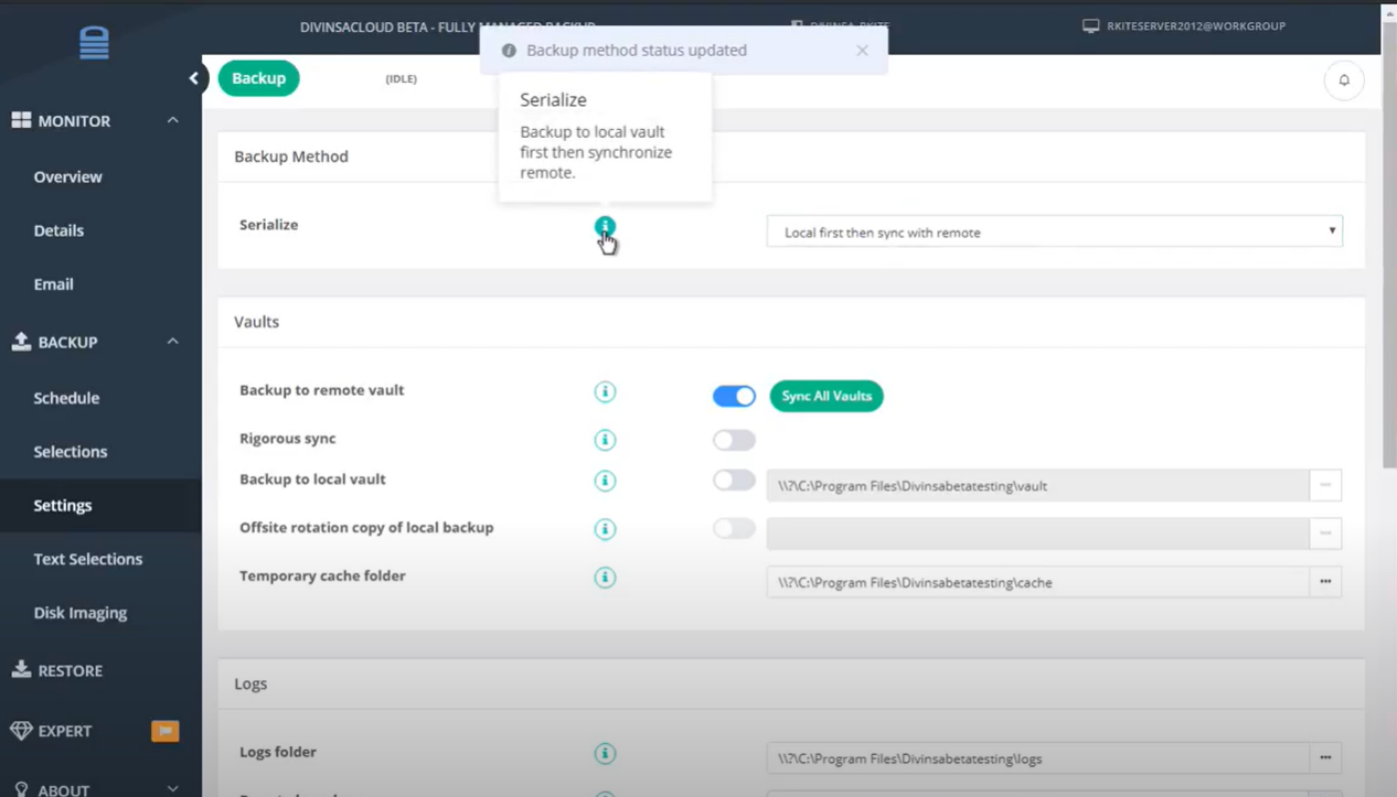 screenshot of WholesaleBackup