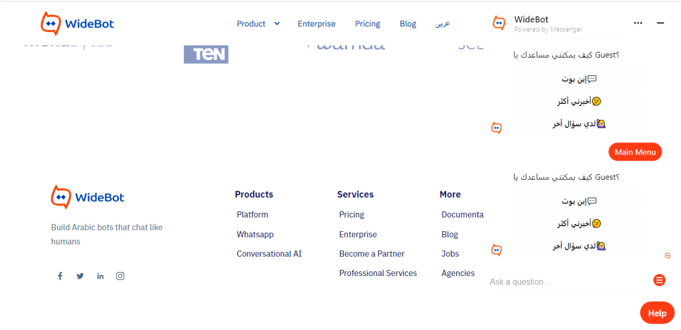 screenshot of WideBot