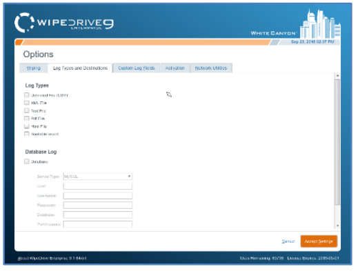screenshot of WipeDrive