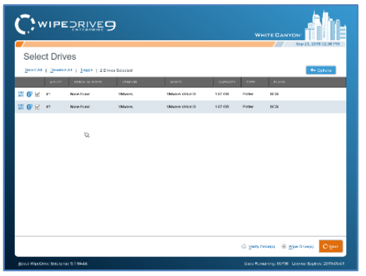screenshot of WipeDrive