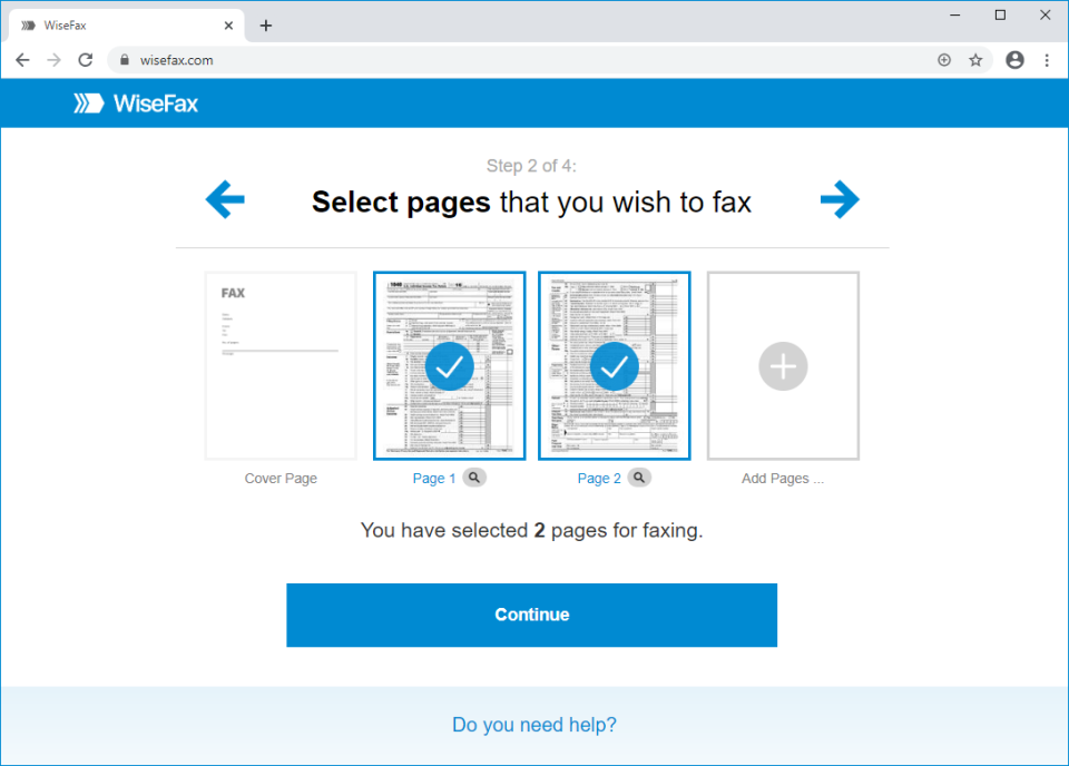 screenshot of WiseFax