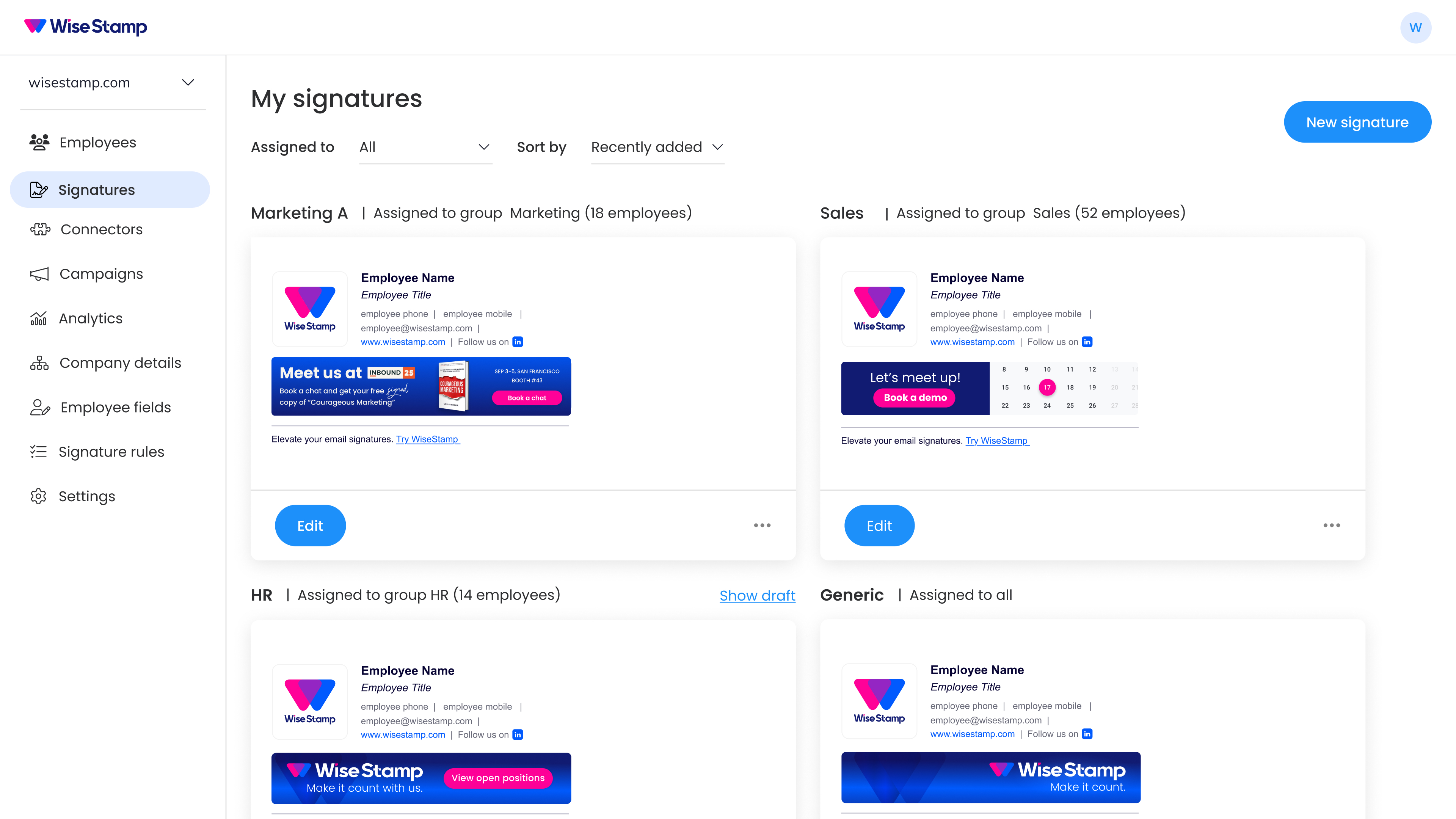 screenshot of WiseStamp