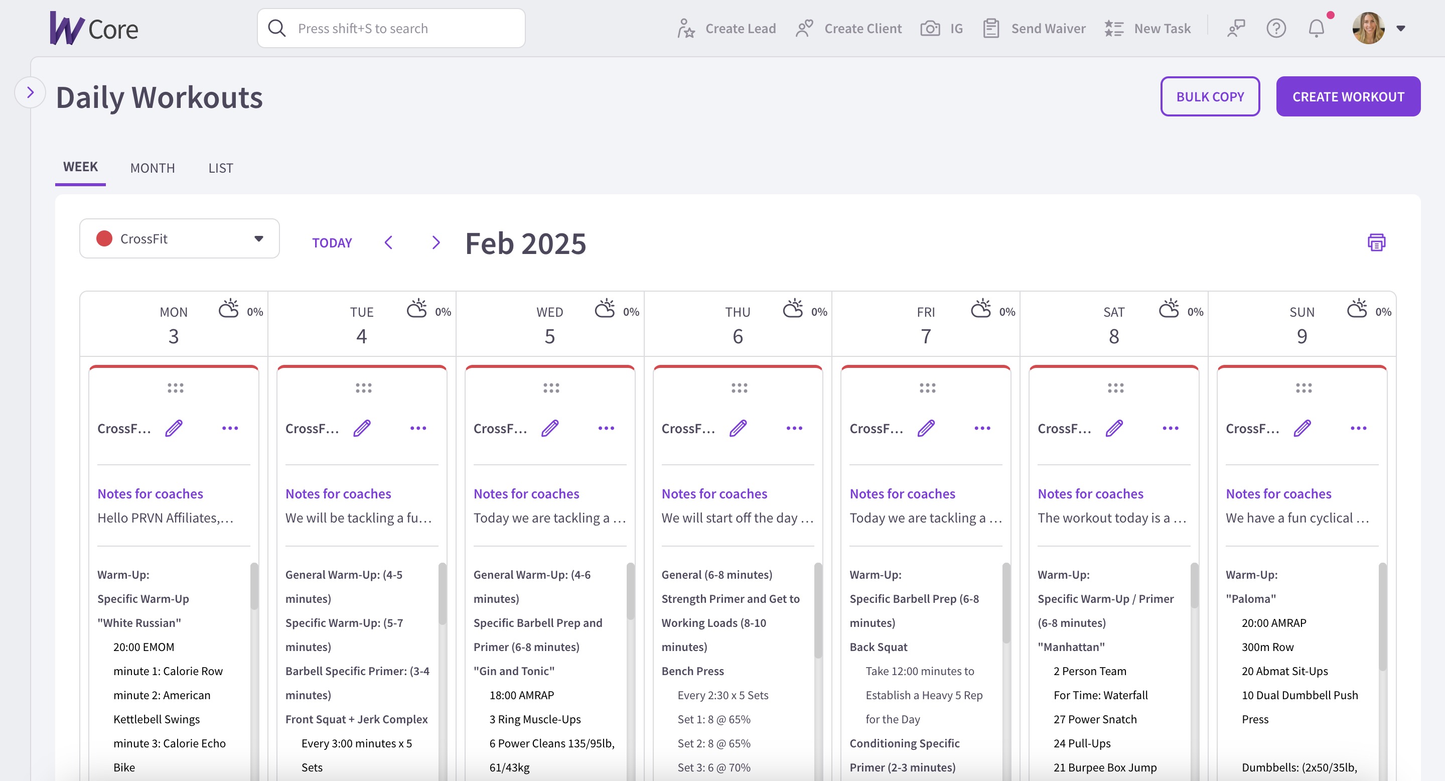 screenshot of Wodify