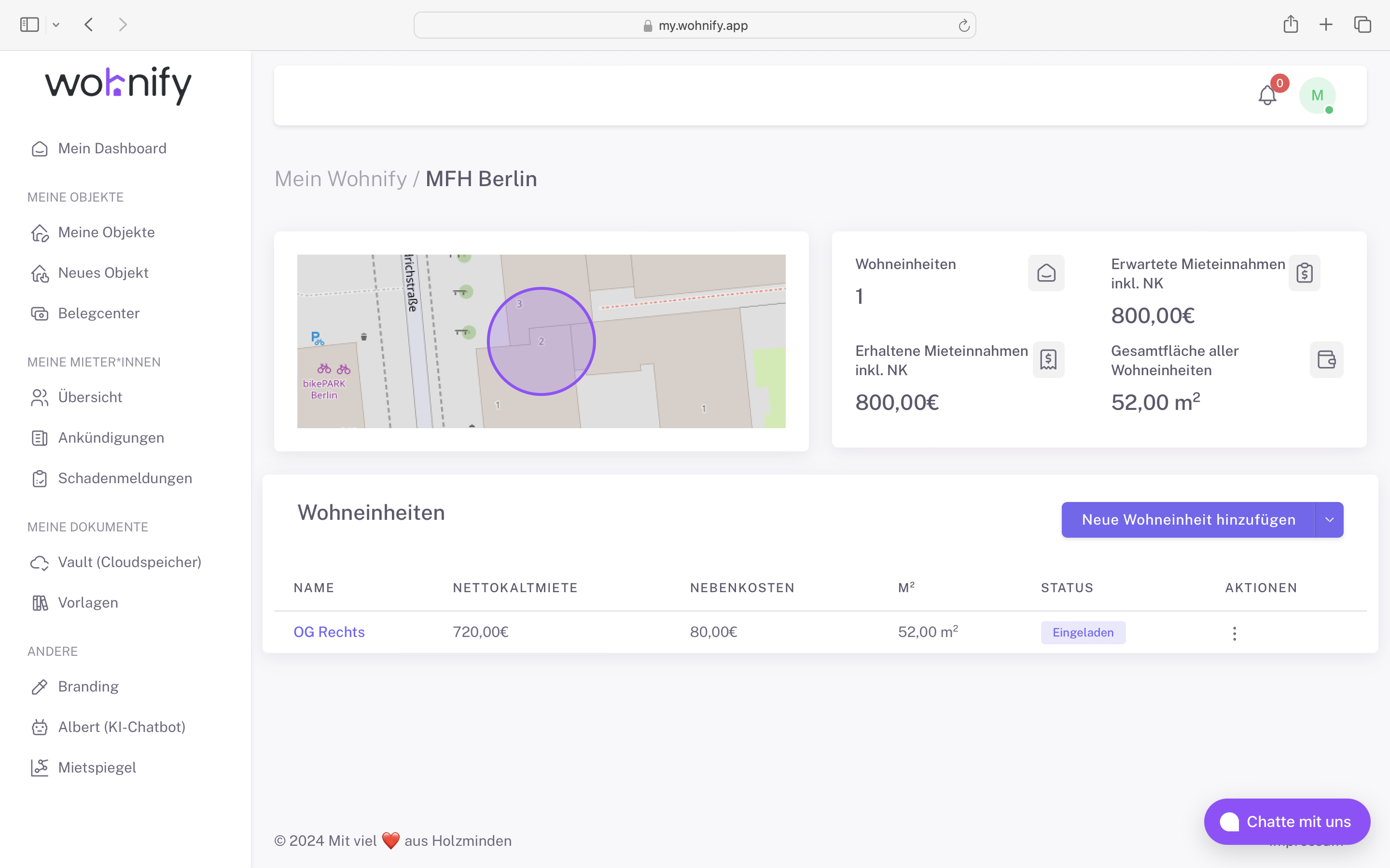 screenshot of Wohnify