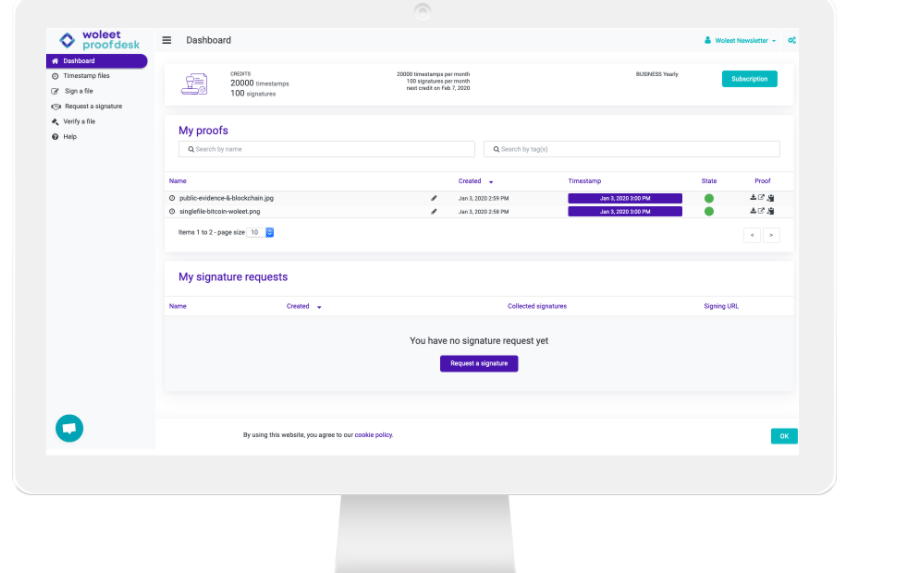 screenshot of Woleet