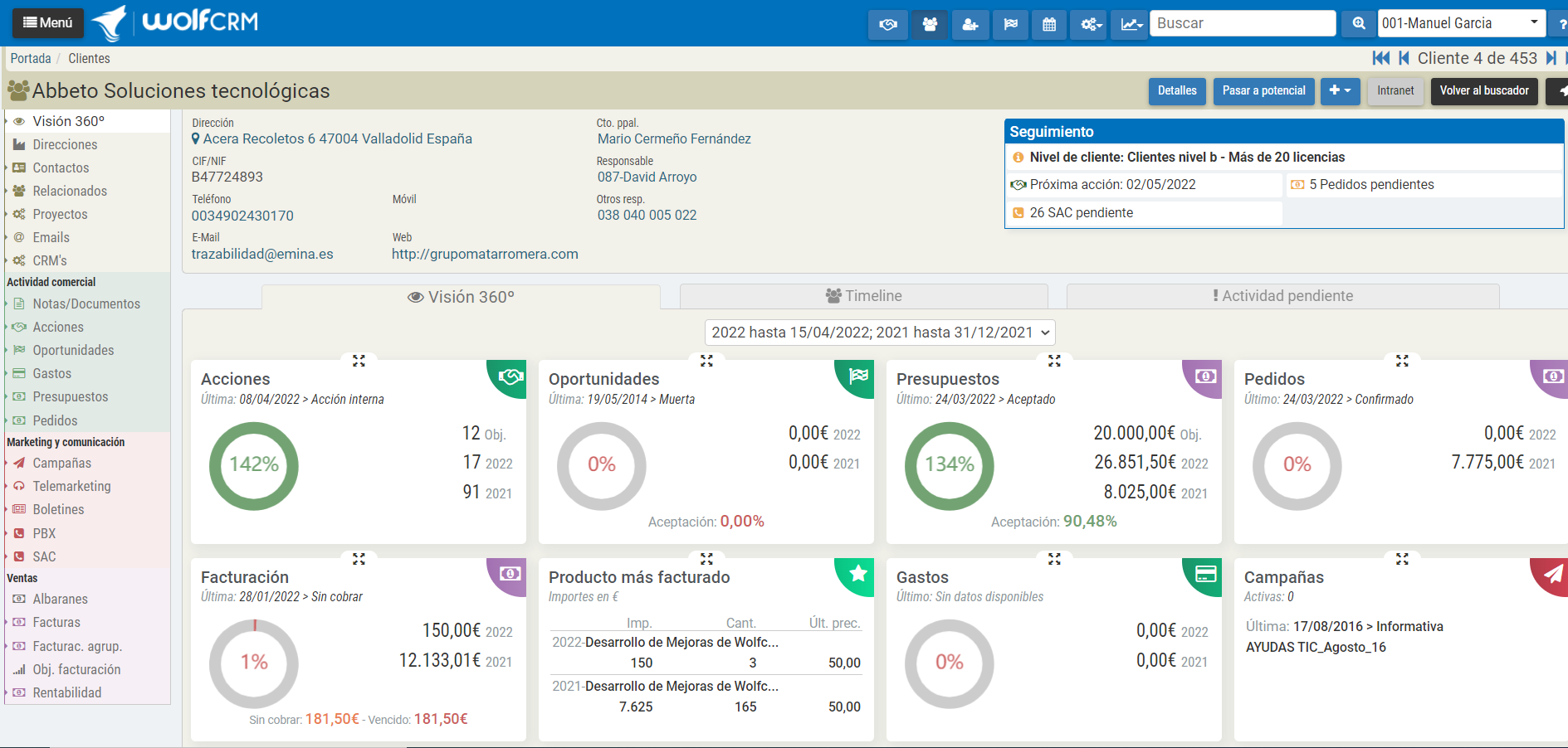 screenshot of WolfCRM