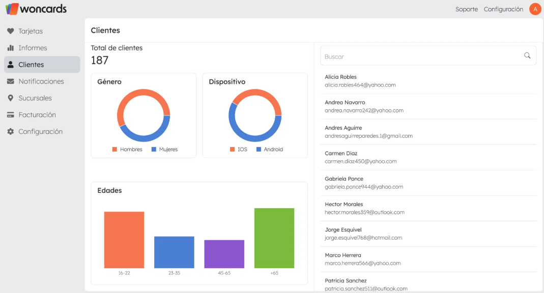 screenshot of Woncards