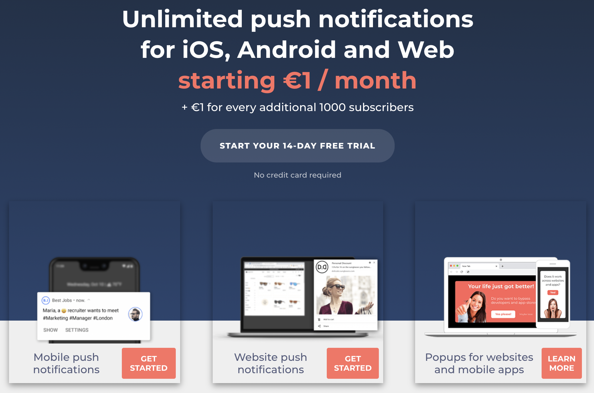 screenshot of WonderPush