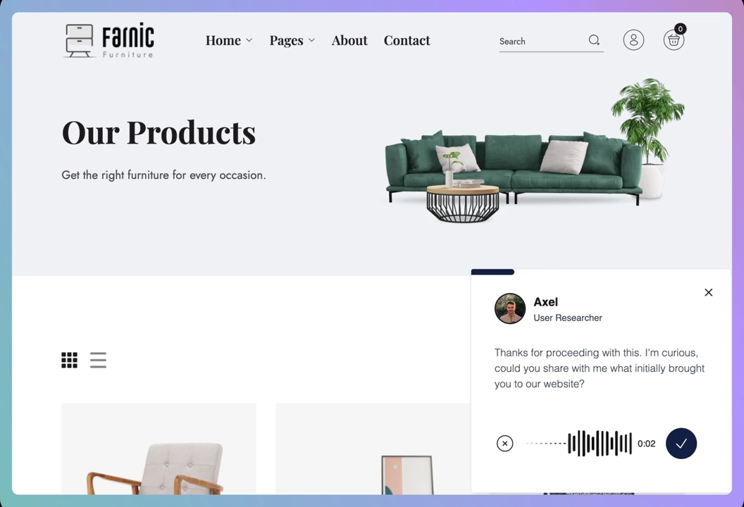 screenshot of Wondering