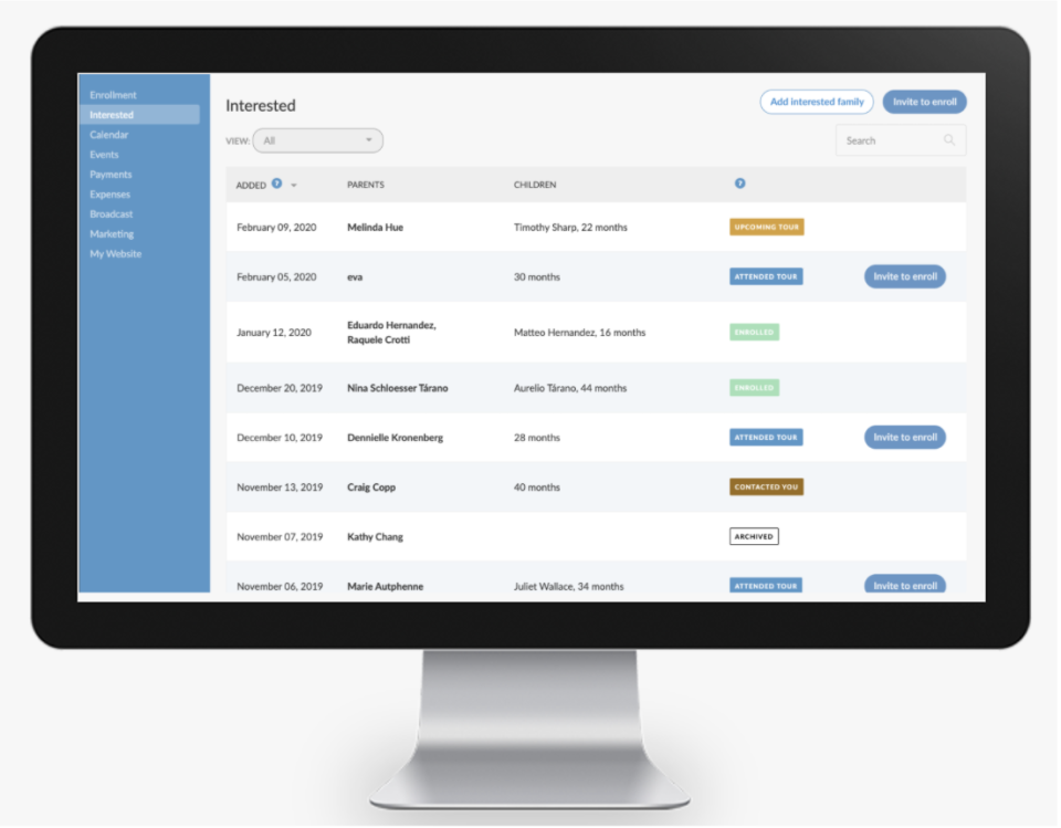 screenshot of Wonderschool