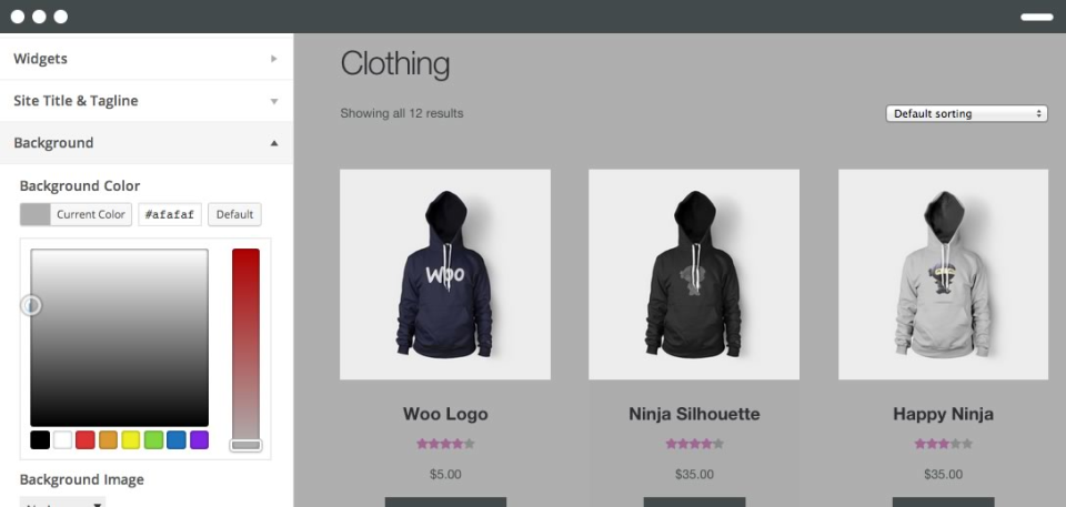 screenshot of WooCommerce