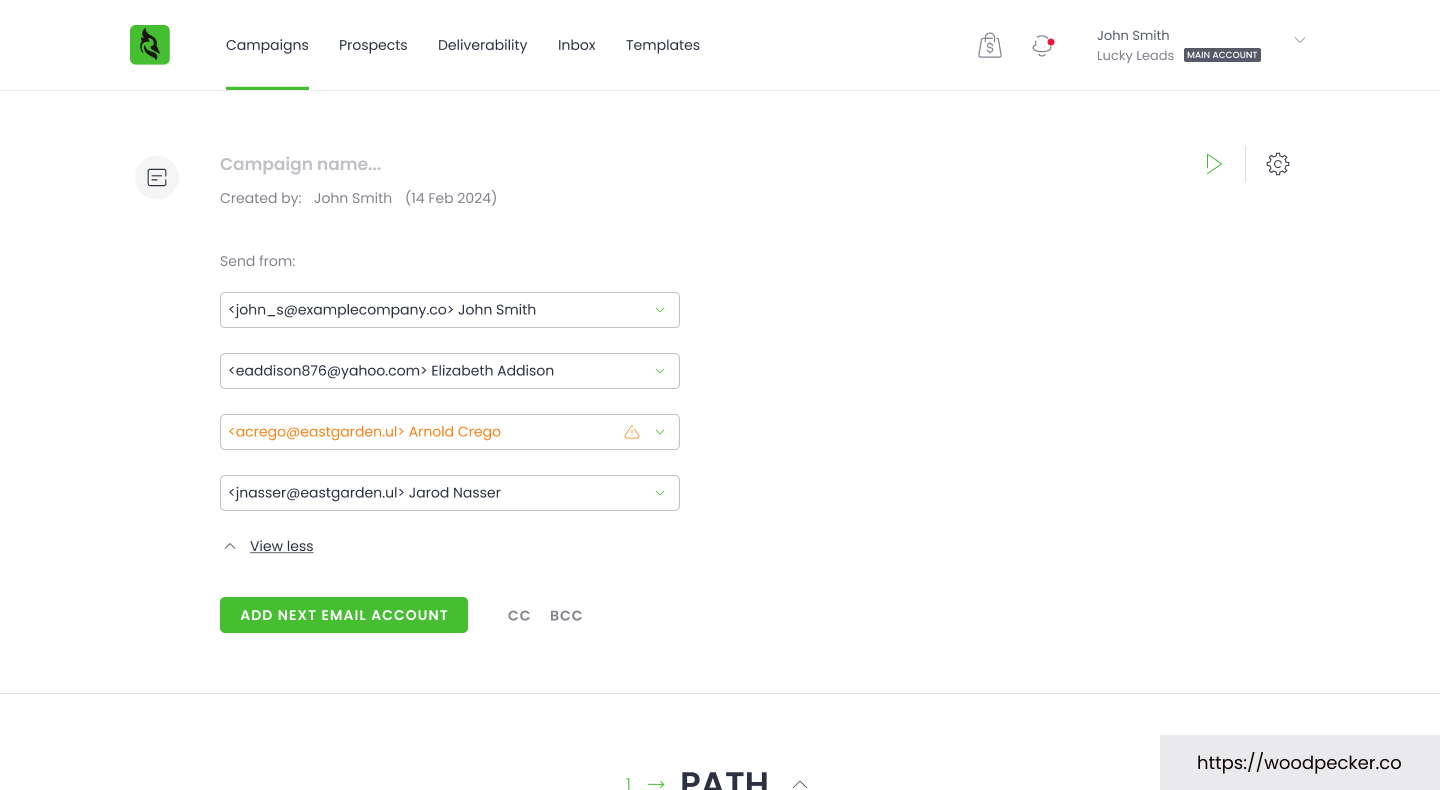 screenshot of Woodpecker.co