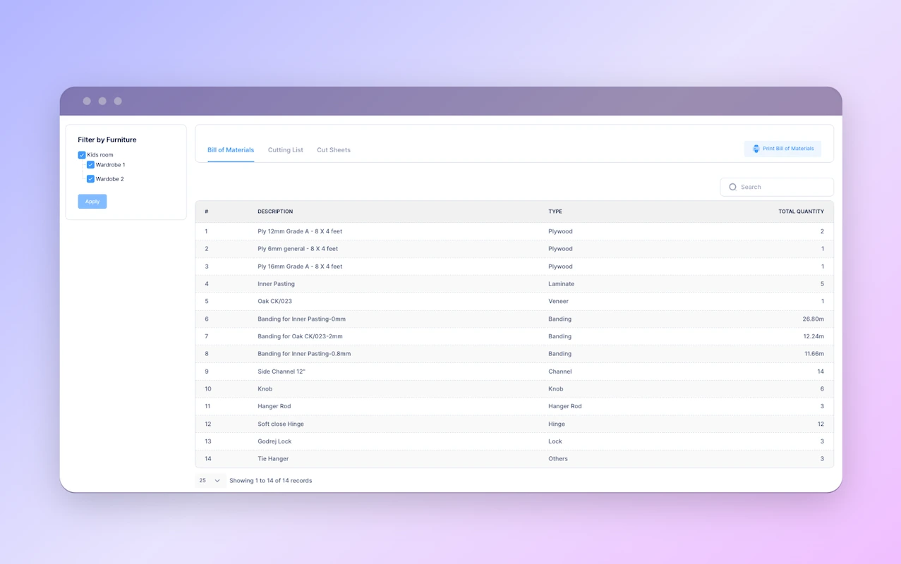 screenshot of Woodwize