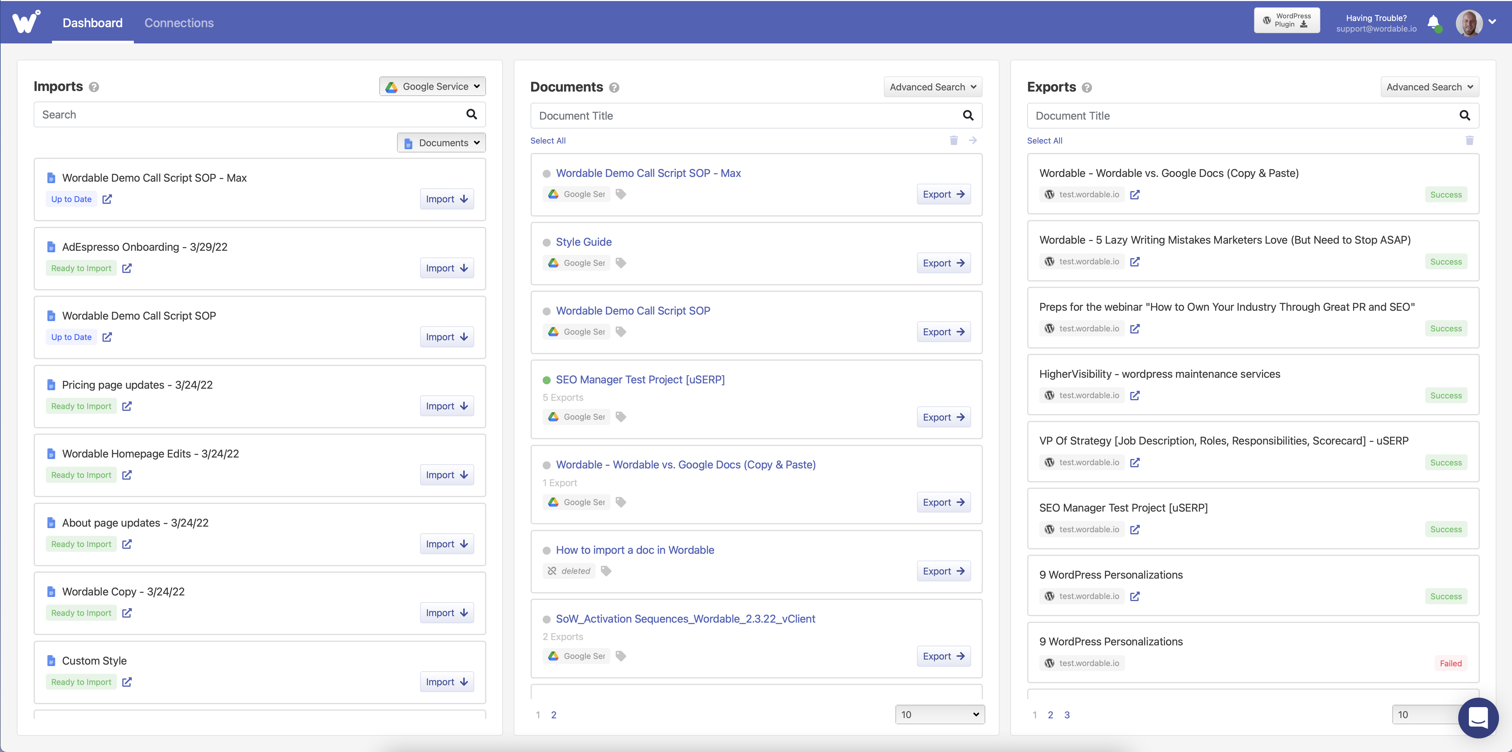 screenshot of Wordable