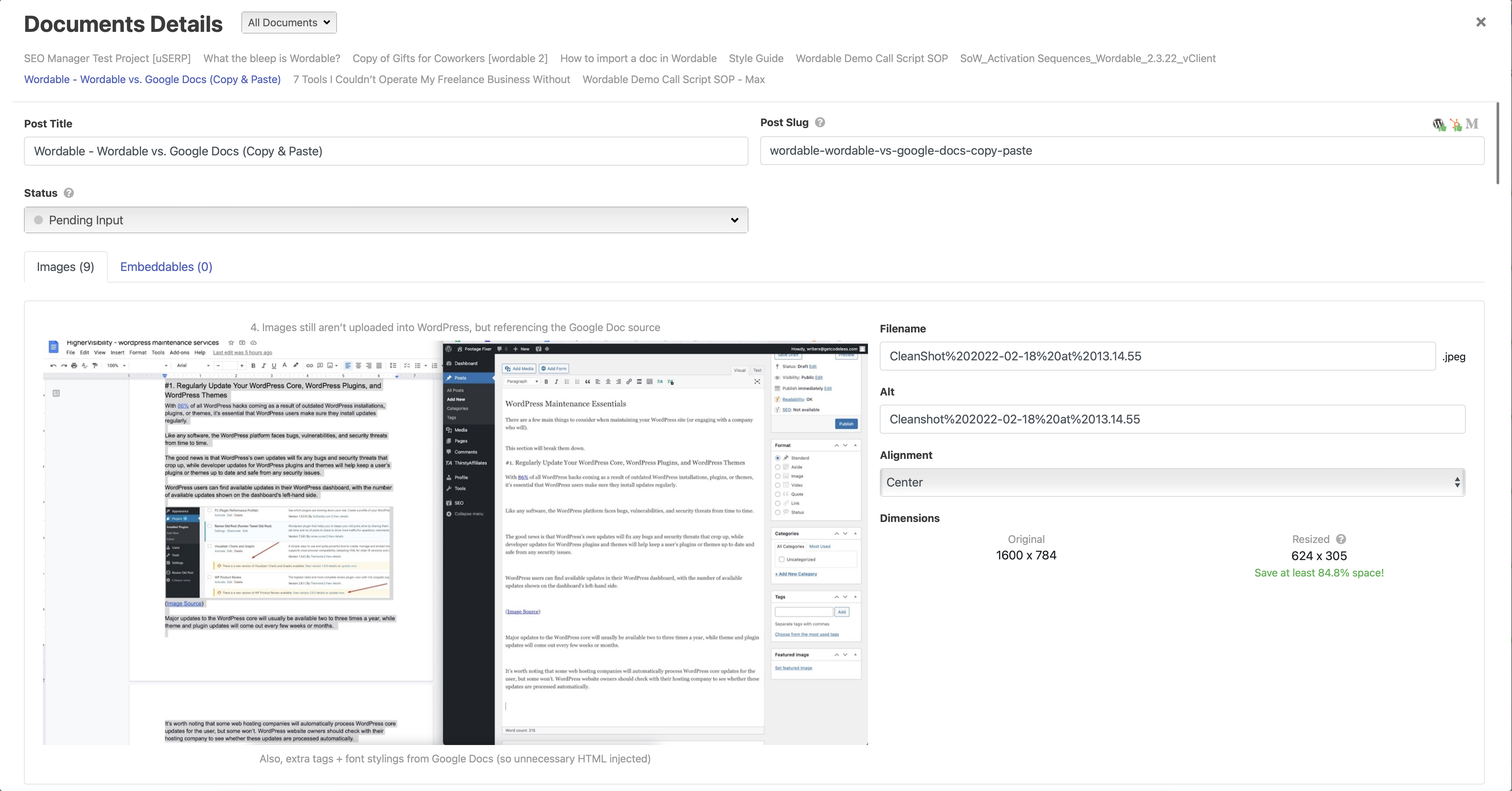 screenshot of Wordable