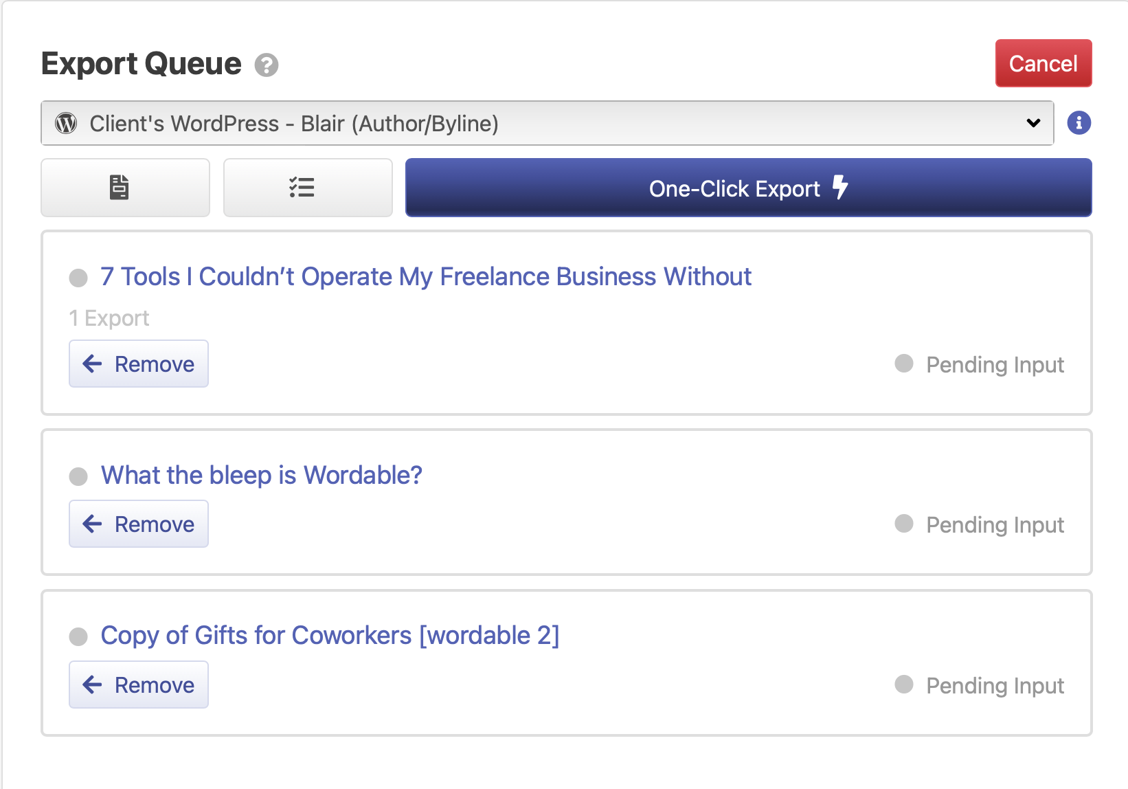 screenshot of Wordable
