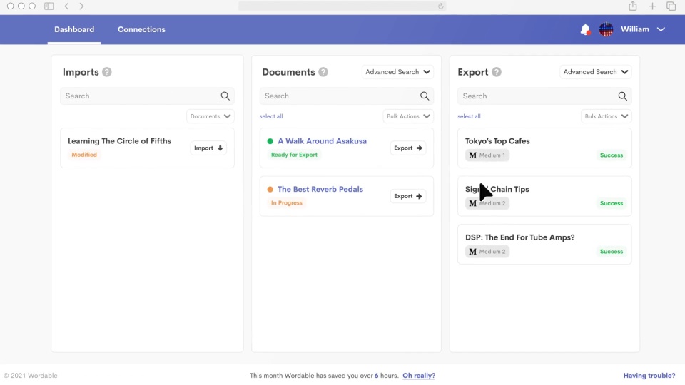 screenshot of Wordable