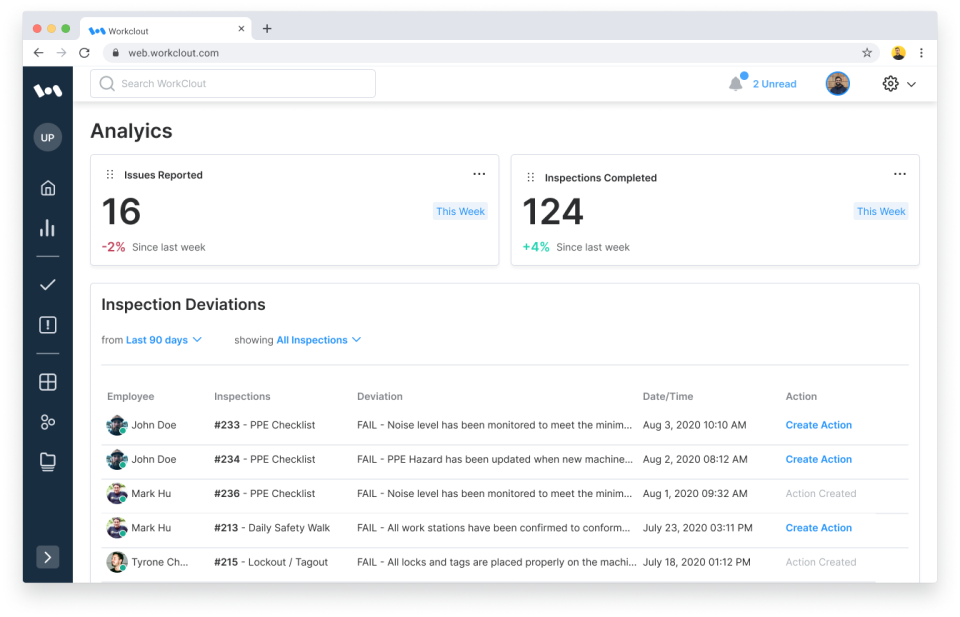 screenshot of WorkClout