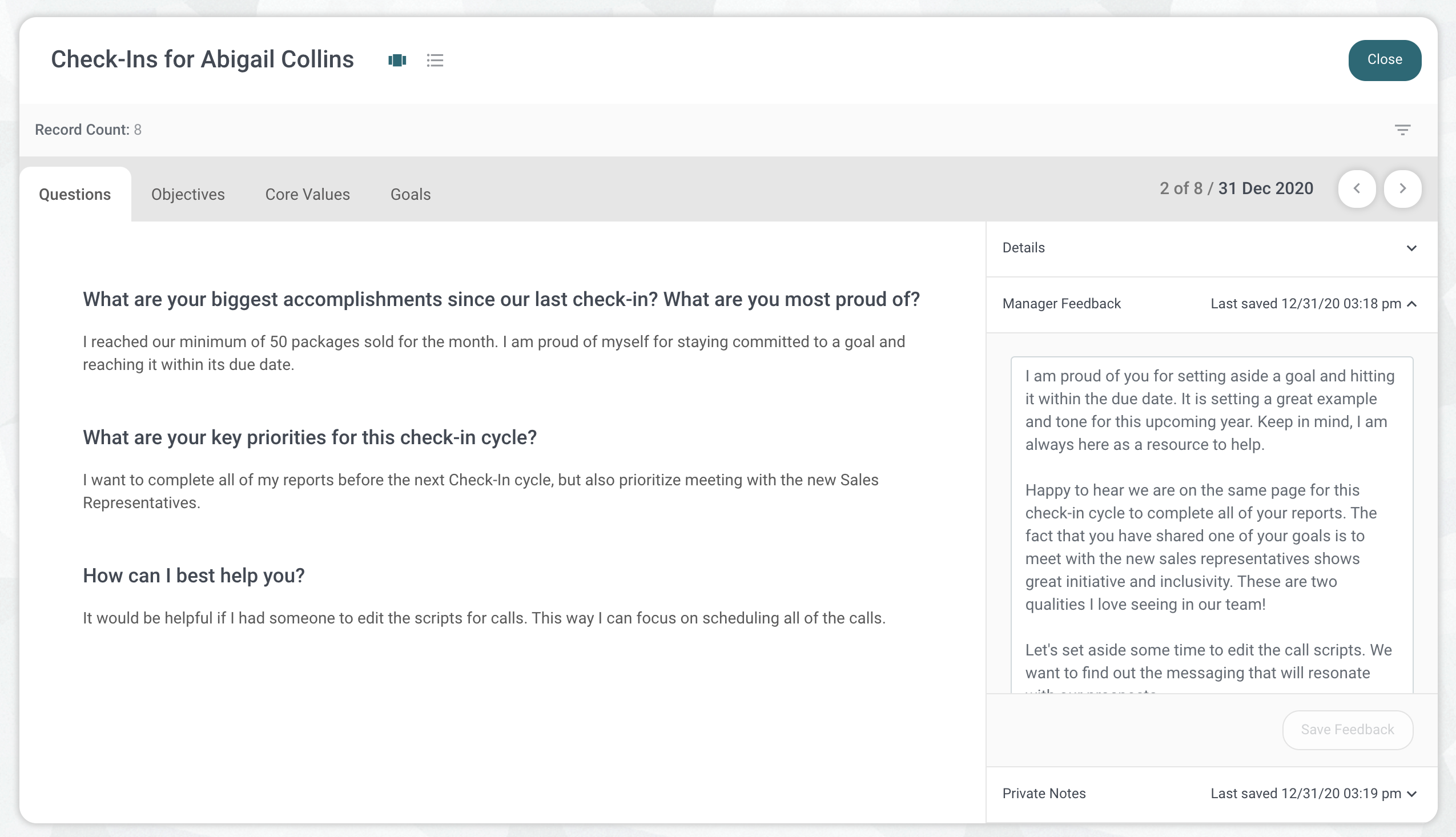 screenshot of WorkDove