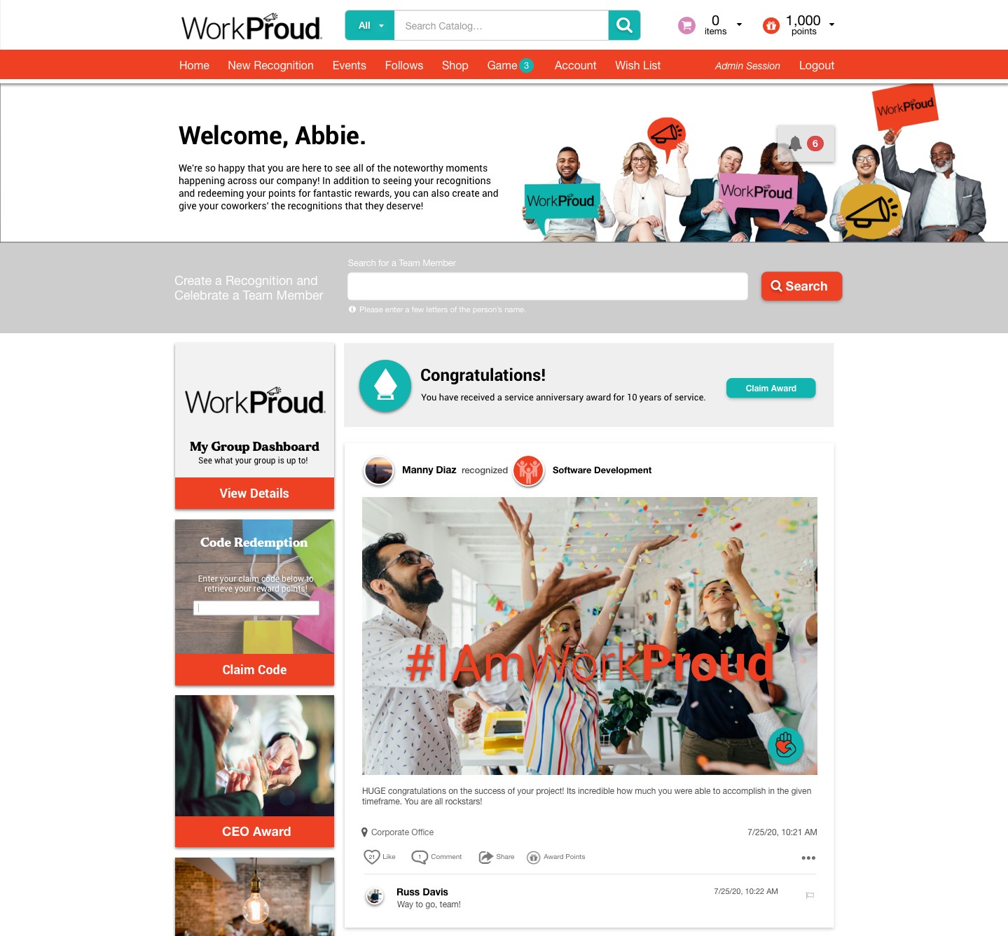 screenshot of WorkProud