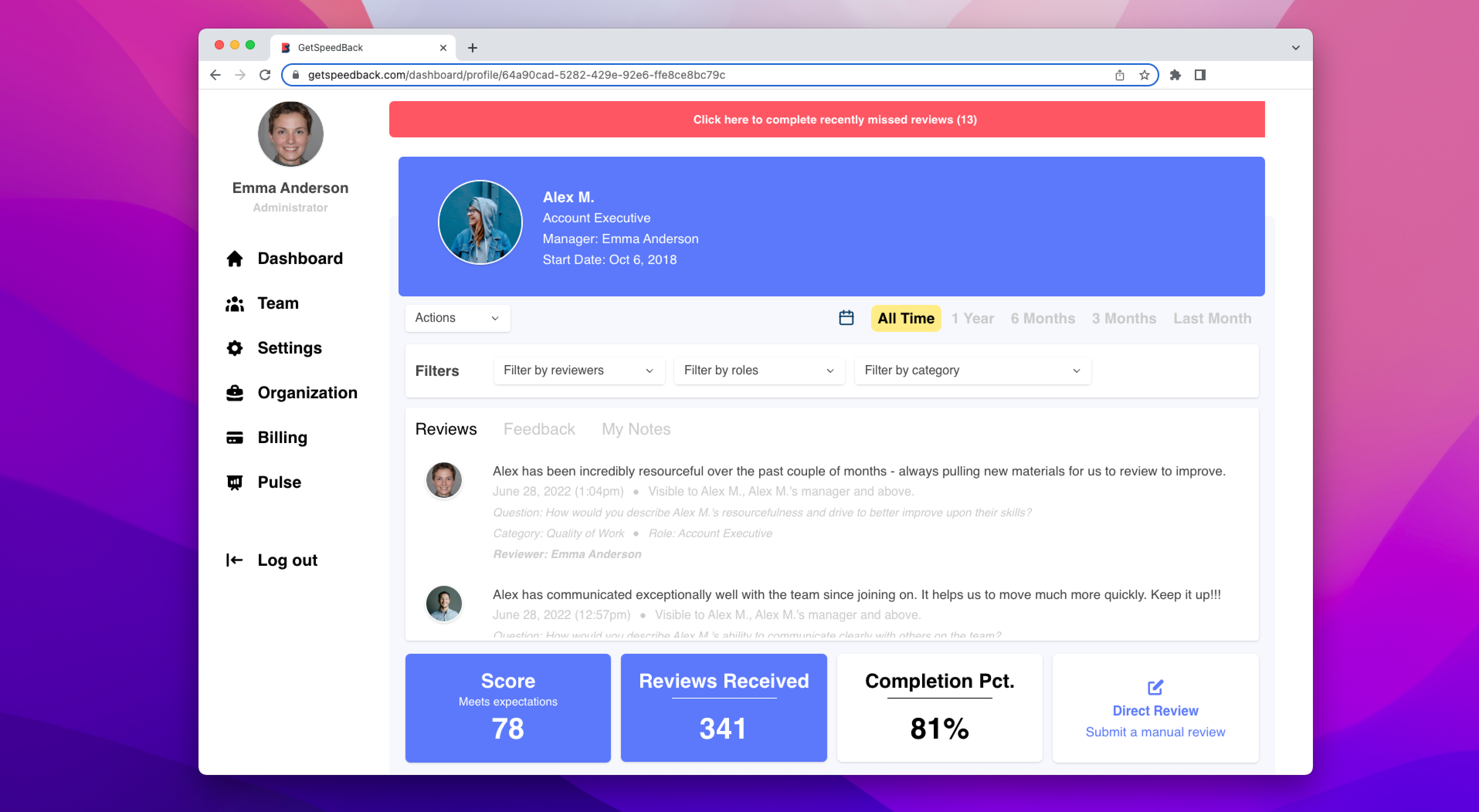 screenshot of WorkStory