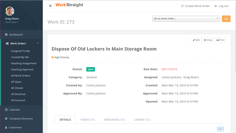 screenshot of WorkStraight