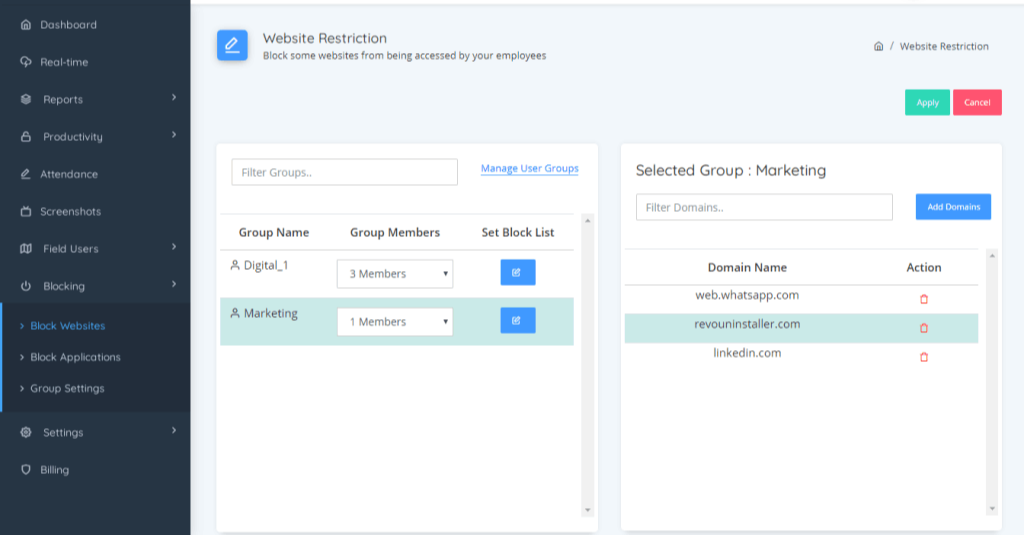 screenshot of WorkTrak