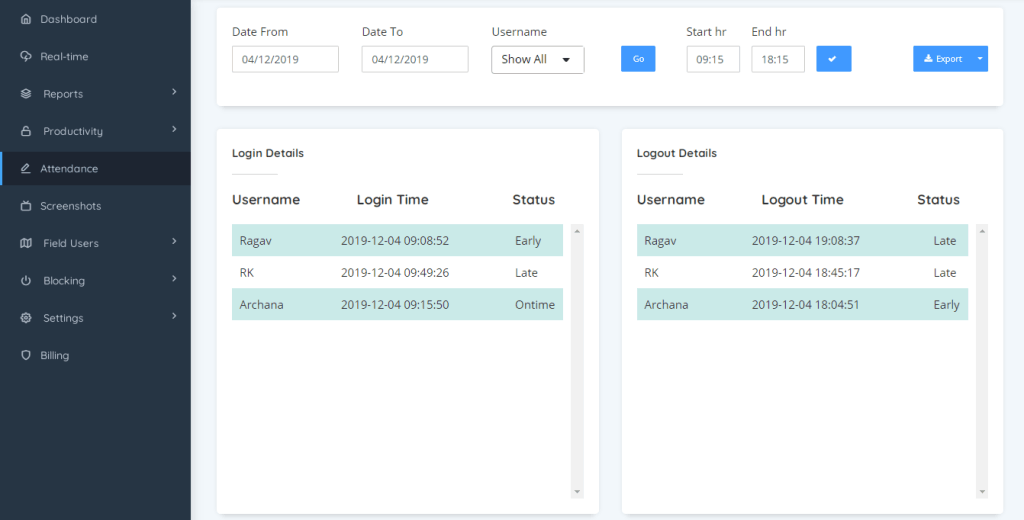 screenshot of WorkTrak